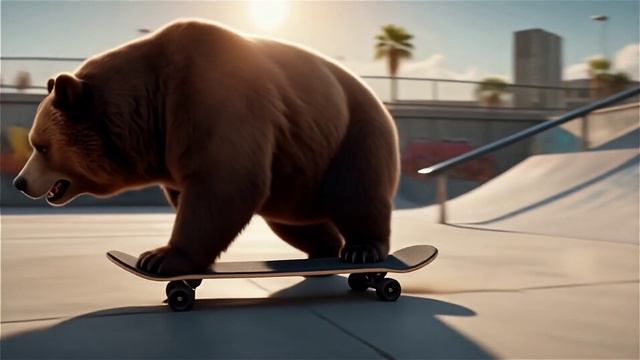 Медведь катается на скейте смотреть онлайн
