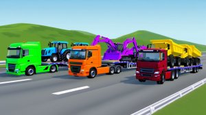 Разноцветные Трактора и Грузовики для Детей Мультики про Машинки и Эксковаторы Катаемся Развиваемся