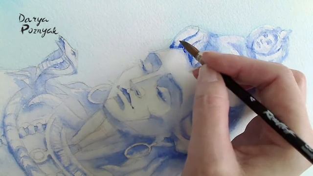 Шива. Как нарисовать акварелью Шиву!