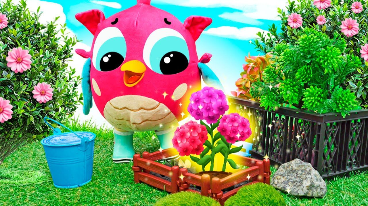 Розовый Совенок пересадил цветы из клумбы в ПЕСОК! ️ смотреть онлайн