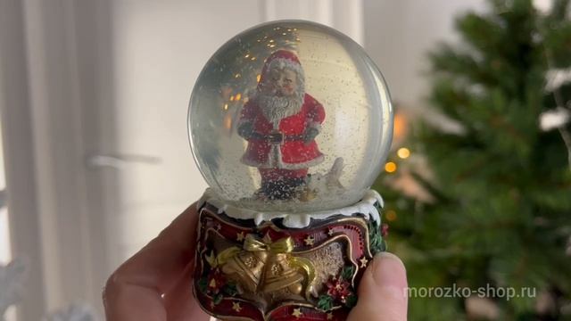 Снежный шар САНТА И СЧАСТЛИВЫЙ ЩЕНОК, полистоун, стекло, 9 см, 50-2051-4