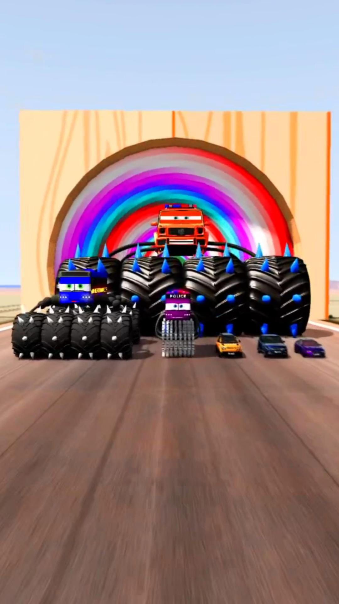 Большая и маленькая полицейская машина против поездов | BeamNG.Drive смотреть онлайн