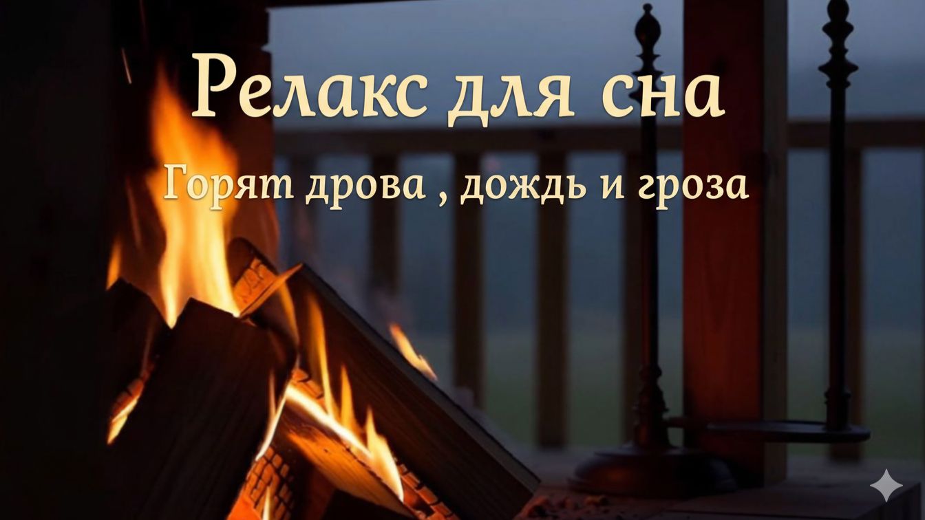 Релакс для сна : Горят дрова , дождь и гроза смотреть онлайн