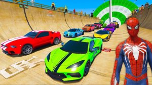 Человек-паук на машинах Супер Гонка на пустынной рампе! Супергерой Халк, Гоку - Гоночные машины.