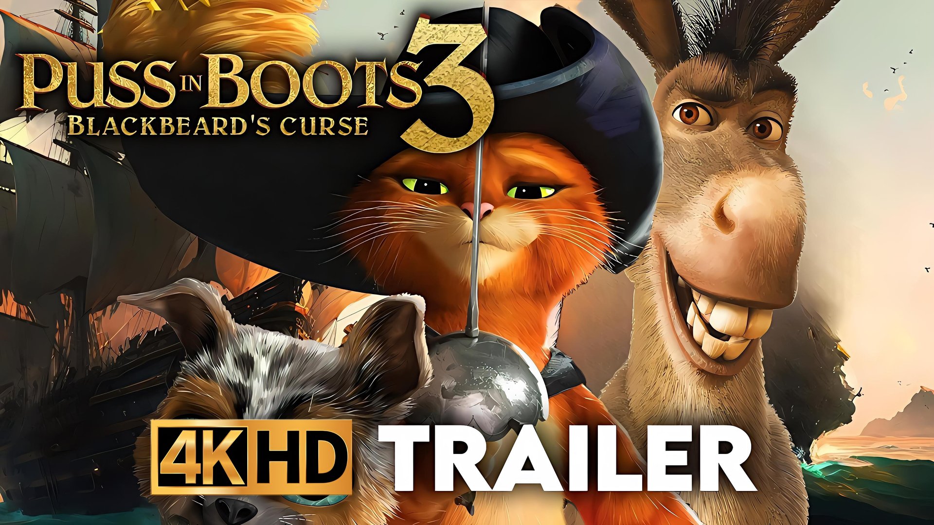 КОТ В САПОГАХ 3: ПРОКЛЯТИЕ ЧЕРНОЙ БОРОДЫ (Трейлер 2026)