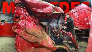 Ремонт кабины Mercedes Axor после сильного ДТП. Выкуп битых грузовиков