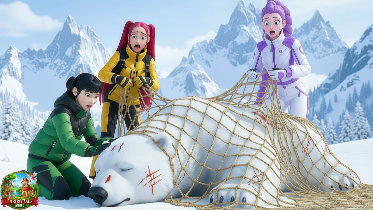 KPOP Demon Hunters Руми, Мира и Зои спасают пойманного в ловушку белого медведя смотреть онлайн