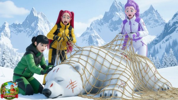 KPOP Demon Hunters Руми, Мира и Зои спасают пойманного в ловушку белого медведя