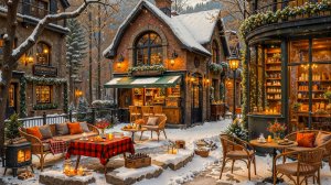 Зимняя кофейня в сказочной деревушке ❄️✨ Уют, огни и мягкий рождественский джаз у камина ☕