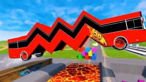 Big Small Long Red Vizor Mcqueen Truck vs Thomas Trains - Funny Cars vs Deep Water - BeamNGdrive