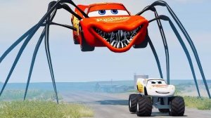 Эпический побег от Зомби-Пожирателя Молний Маккуина, Пожирателя Тракторов_BeamNG.Drive