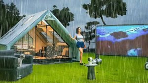 Кемпинг в дождь с собачкой и телевизором.