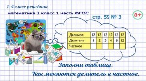Стр. 59 № 3 таблица: как меняются делитель и частное гдз математика 3 кл. 1 часть ФГОС 2023