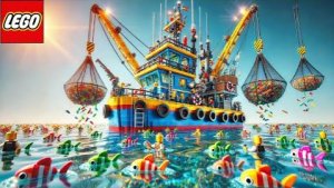 Лодка Lego забрасывает сеть – Что она Наловиила За 30 Секунд 🐟