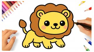 КАК НАРИСОВАТЬ ЛЕГКО КАВАИЙНОГО КРАСИВОГО ЛЬВА 🦁
