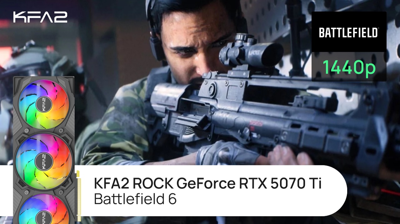 Тест видеокарты KFA2 ROCK GeForce RTX 5070 Ti Black | Battlefield 6 | 1440p (2K) разрешение смотреть онлайн