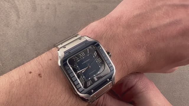 Cartier Santos De Cartier Blue Bezel Large Model WSSA0048