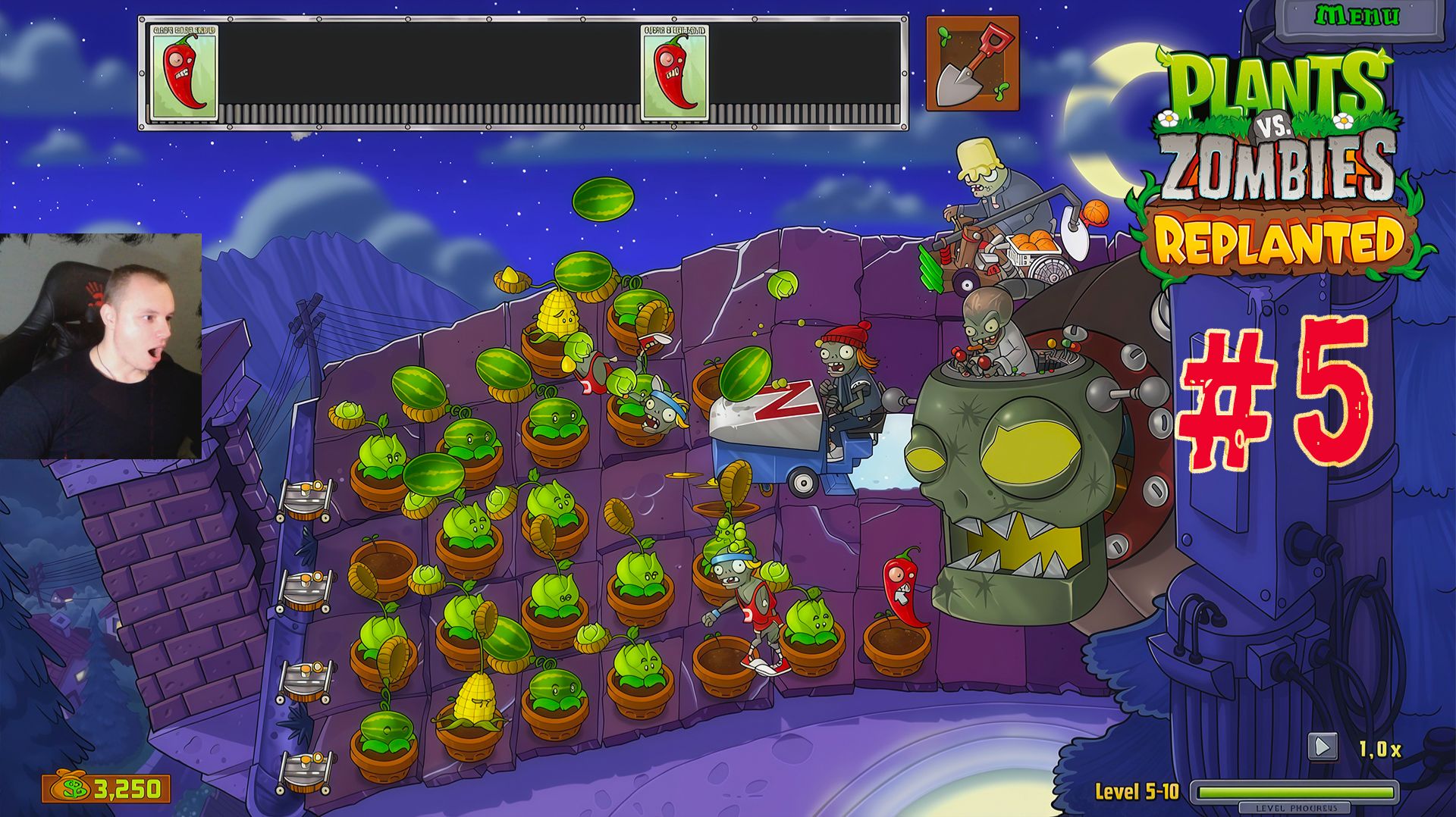 Plants vs Zombies replanted #5 ➤ Глава - Крыша - Ночная крыша ➤ Игра Растения против зомби replanted смотреть онлайн