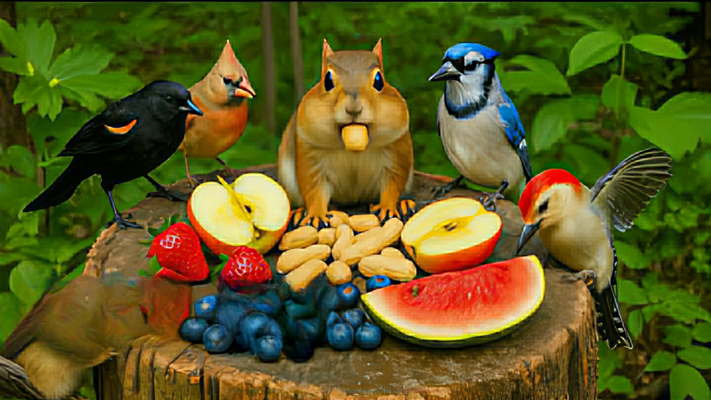 Наблюдение за птицами во время кормления. Птицы щебечут и поют. Успокаивающие звуки птиц