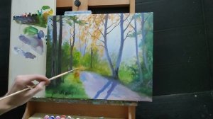 Рисуем яркий осенний пейзаж маслом