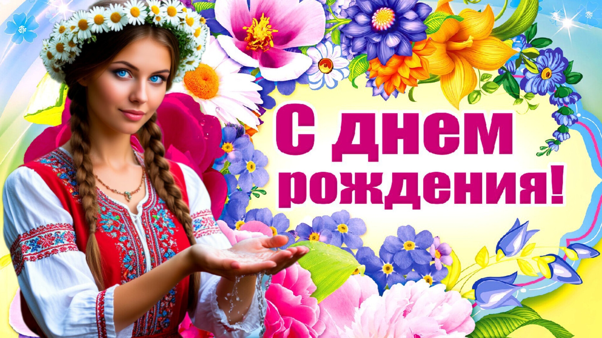 Шикарное ПОЗДРАВЛЕНИЕ С ДНЁМ РОЖДЕНИЯ для девушки Музыкальная открытка смотреть онлайн