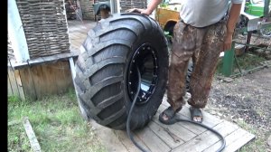Обдирка шины ИД-П284 и монтаж её на диск