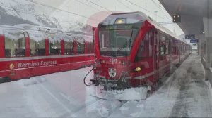 Зимнее путешествие на поезде. Вид из кабины машиниста. Италия