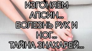 ИЗГОНЯЕМ АПСИН…БОЛЕЗНЬ РУК И НОГ…ТАЙНА ЗНАХАРЕЙ…ДЛЯ ВСЕХ…