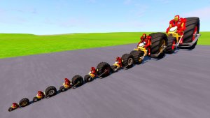 Большой и маленький Железный человек на мотоцикле-монстре против поезда | BeamNG.Drive