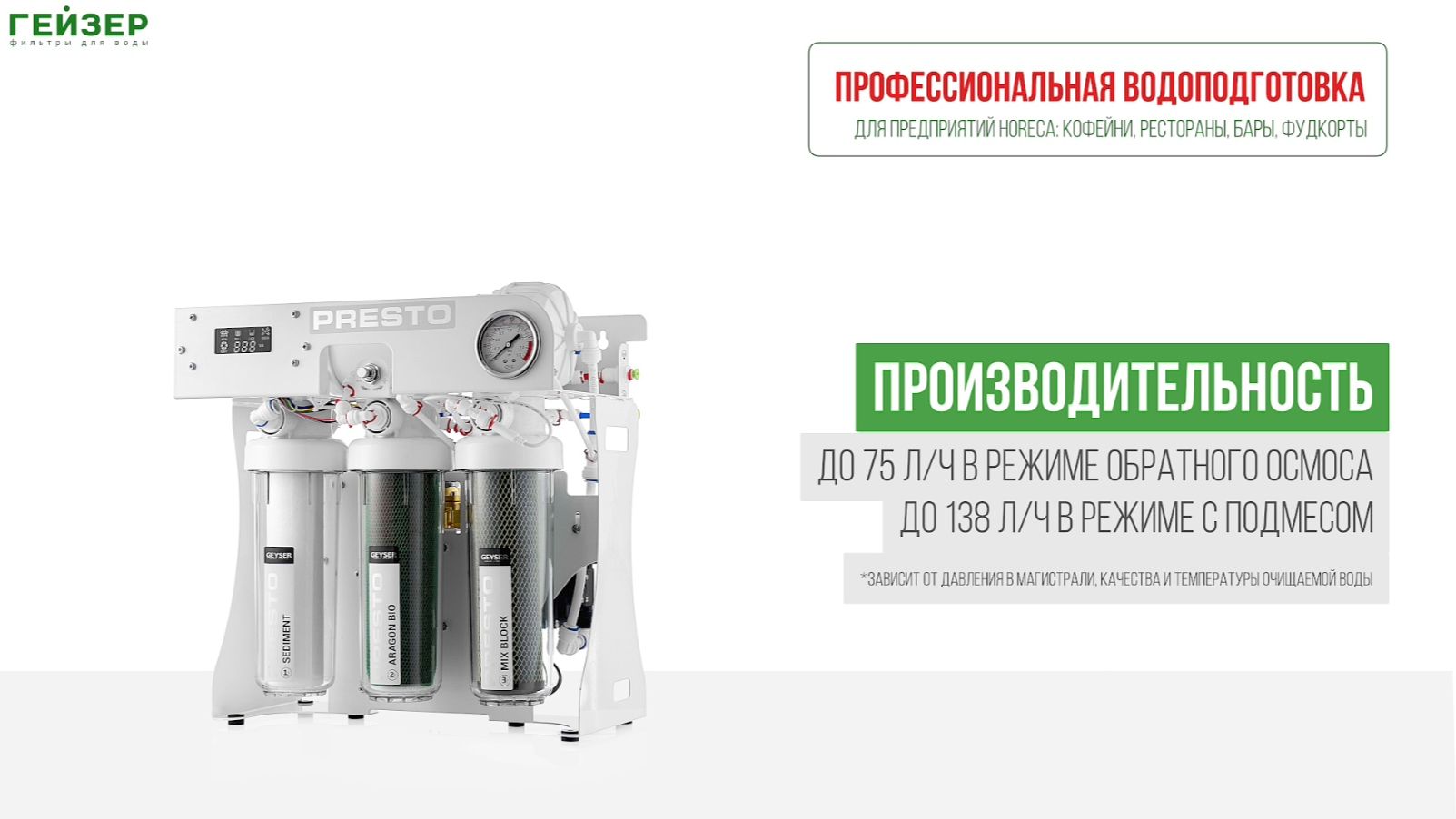 Фильтр обратного осмоса Гейзер Presto