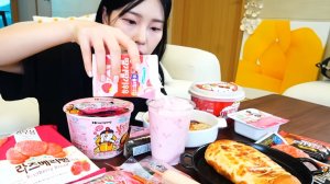 🔥🍲 Мукбанг и Mukbang : ДЕВУШКА и РОЗОВЫЙ МАГАЗИН! 🛍️ Лапша Карбонара, острые токпокки, десерты