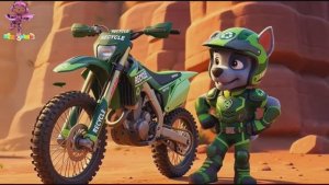 Щенячий патруль, Скай, Маршал, Эверест, Гончик, Крепыш и Роки катаются по бездорожью на мотоциклах