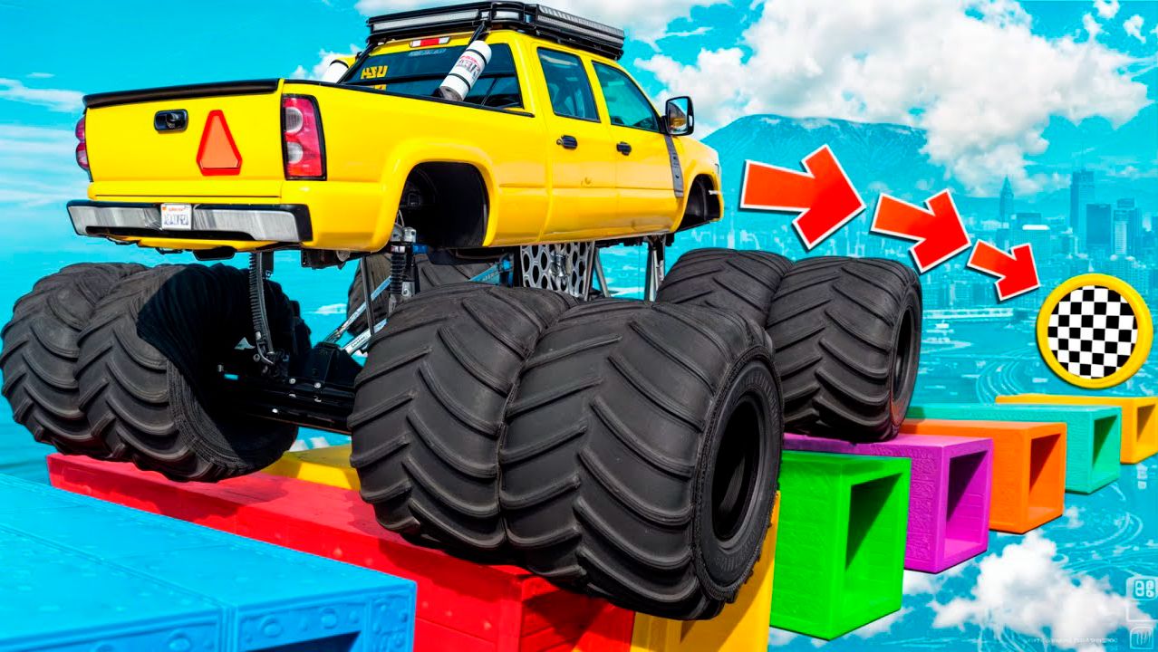 Как далеко сможет чит тачка проехать по дырявым блокам в ГТА 5! Эксперимент GTA 5 Online смотреть онлайн