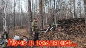 НОЧЬ В ЛЕСНОЙ ЗЕМЛЯНКЕ./ КУНИЦА РЯДОМ!!! ВНОВЬ ОДНИ ЛОСИ......
