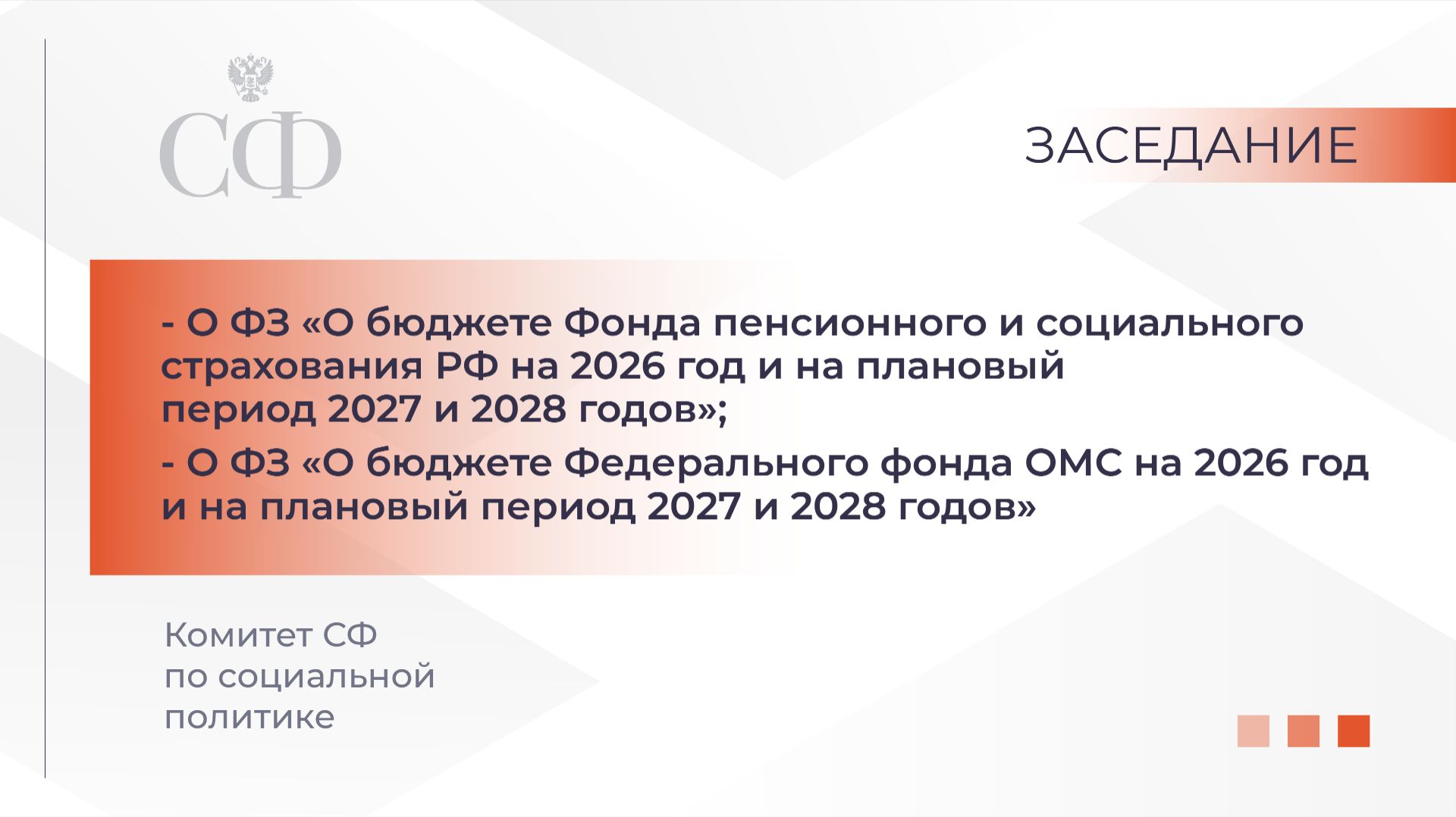 Заседание Комитета Совета Федерации по социальной политике смотреть онлайн