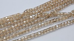 Бусины из циркона кубик гр.6*6мм цв.шампань, 39см, 69 бусин б64377