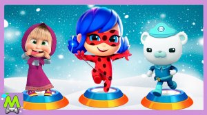 Маша и Медведь против Леди-Баг и Октановтов.Герои Мультиков в Гонках Наперегонки