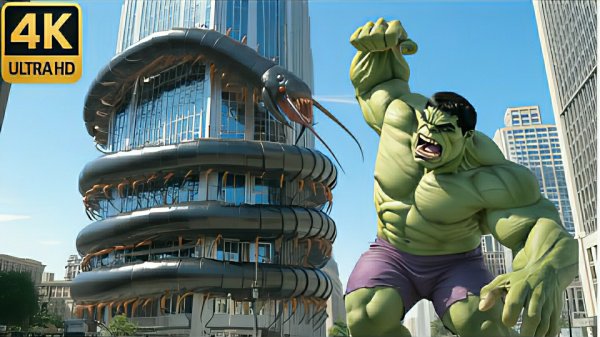Халк против огромной многоножки. Сражение в городе. Hulk vs. Centipede