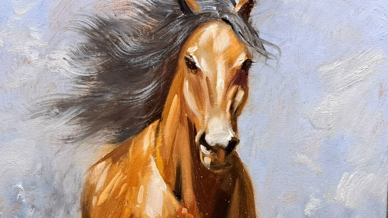 Лошадь.Живопись маслом смотреть онлайн