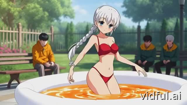 С белыми волосами в надувной бассейн смотреть онлайн