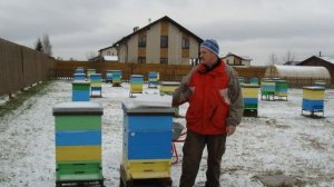 Подготовка ульев к зимовке на улице.