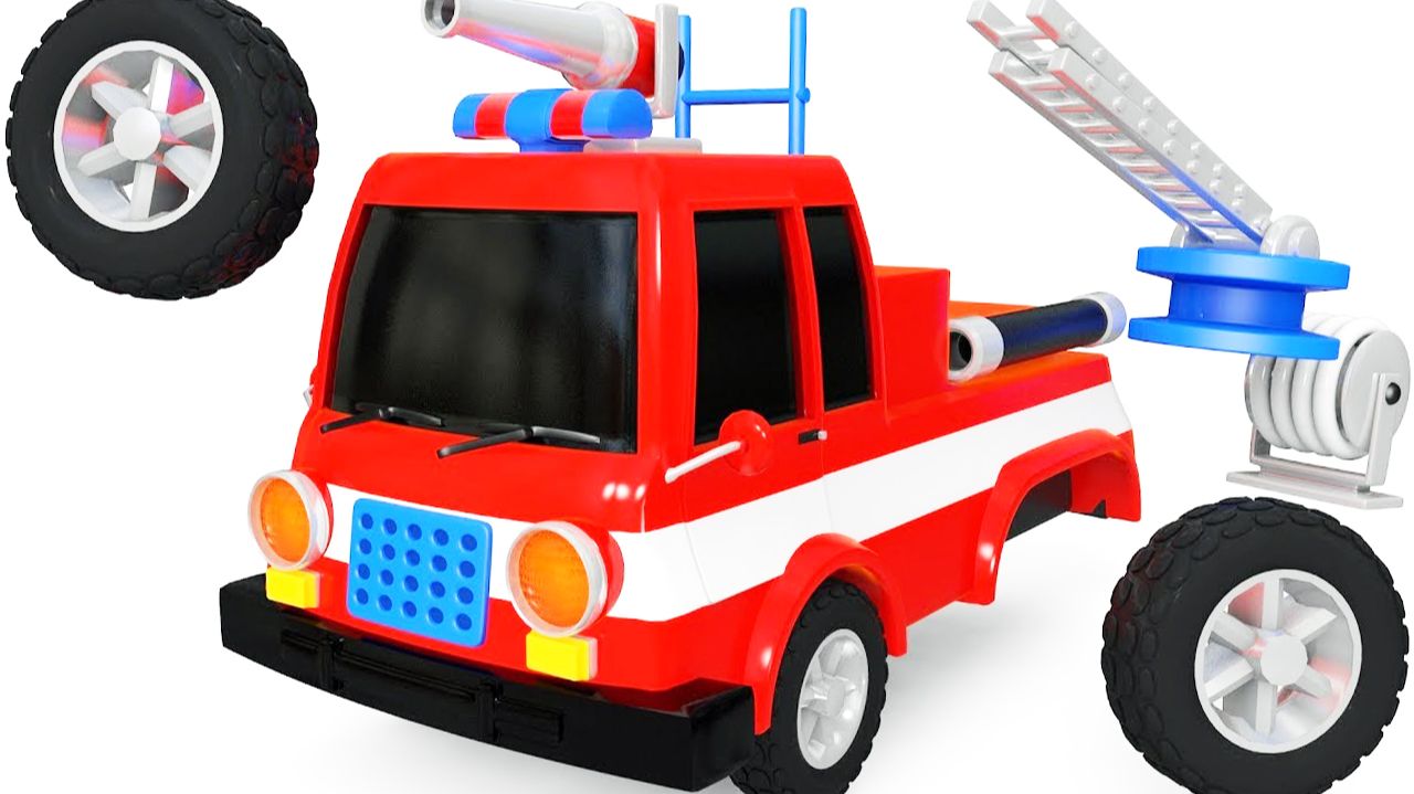 Мультики для детей. Собираем пожарную машинку. Смотреть онлайн мультики для малышей смотреть онлайн