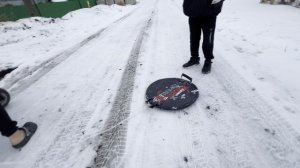 Катаемся на ледянке! Катаемся зимой на электро самокате ! ТРЕШ