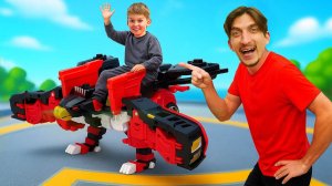 Динозавр - трансформер для мальчиков МиниФорс даеет отпор злодею, открывая секретный портал!