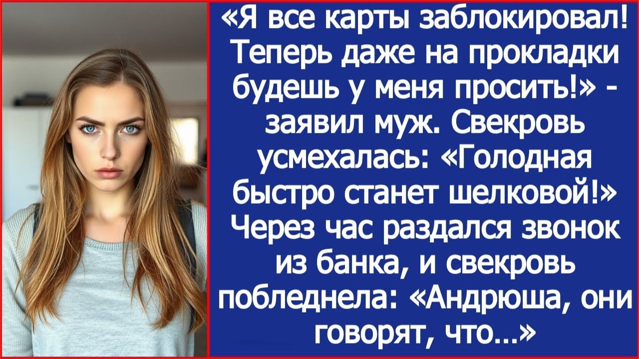 «Я все карты заблокировал! Теперь даже на прокладки будешь у меня просить!» - заявил муж. смотреть онлайн