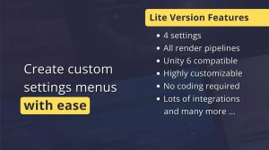 Asset Unity - Settings & Options Menu Creator - Lite (Создавайте настраиваемые меню)