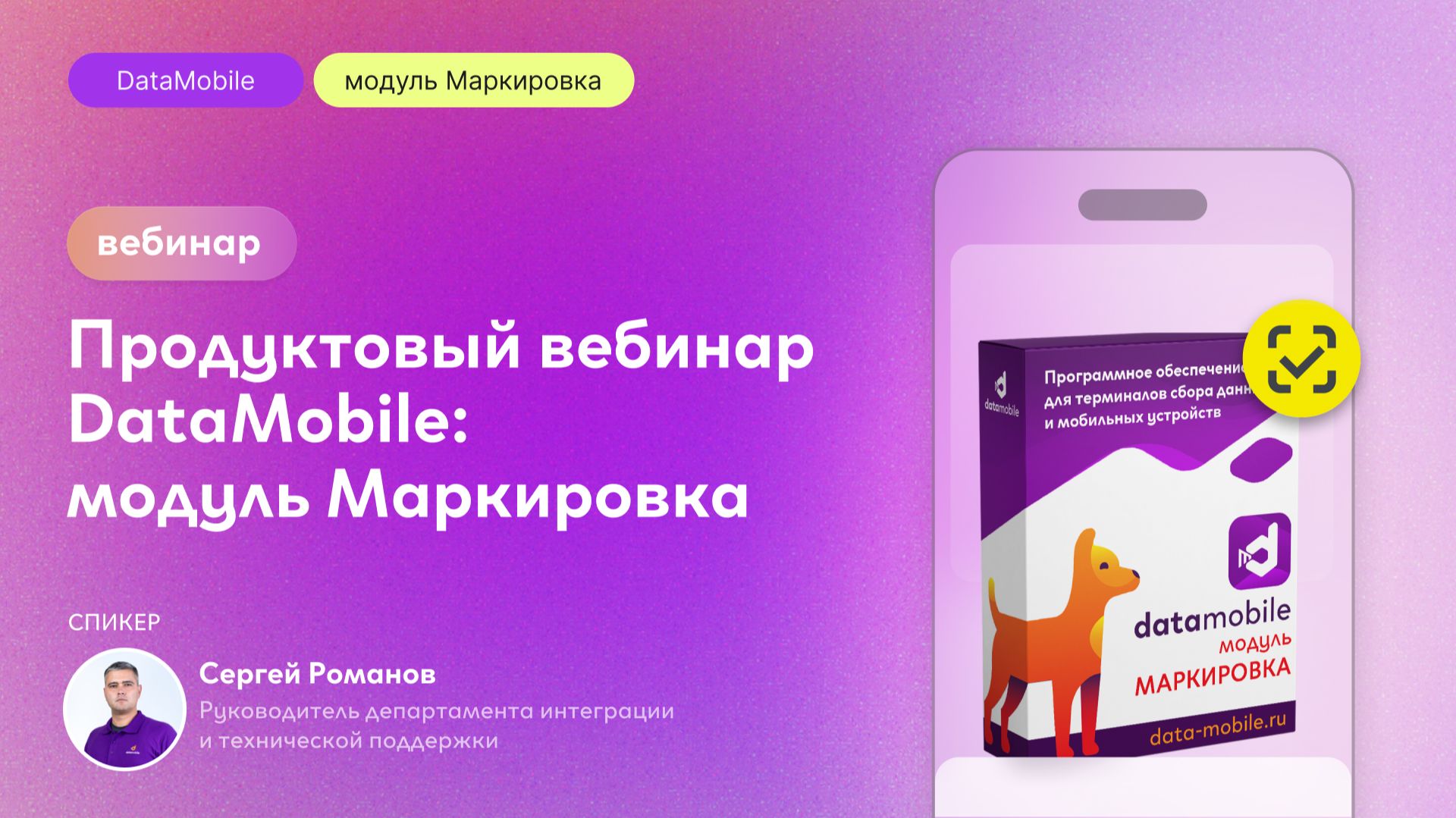 Продуктовый вебинар «DataMobile: модуль Маркировка» смотреть онлайн