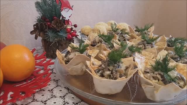 👌Шикарная закуска | корзинки из лаваша | Салат из куриных желудков с грибами смотреть онлайн