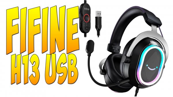 FIFINE H13 rgb игровые USB наушники гарнитура с отличным микрофоном и софтом
