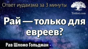 2020 Рай только для евреев Ответ иудаизма за 3 минуты. Рав Шломо Гольдман